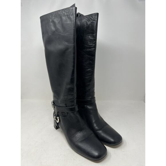 PRADA CAVALIERE Black 2011 EUC Knee High Harness SHOES BOOTS 39 - Picture 3 of 15